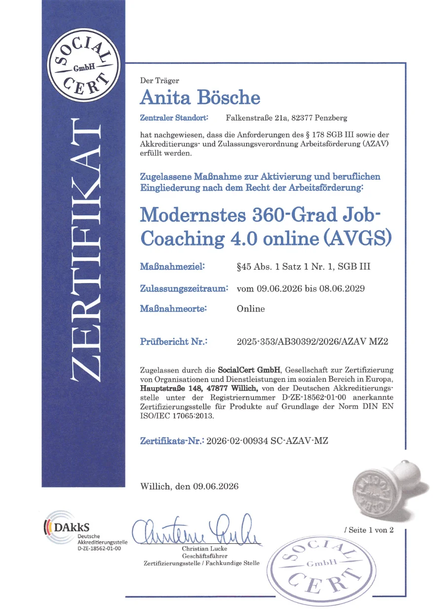 Zertifikat Job-Coaching 4.0